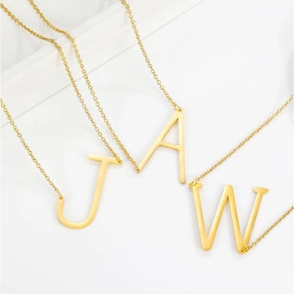 Stainless Steel Gold Lettered Necklace - Picture 1 of 4